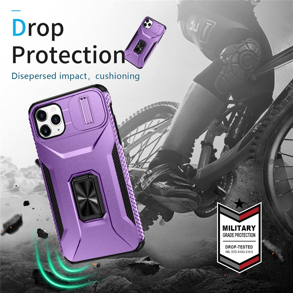 Til iPhone 11 Pro Max cover TPU+PC Linsebeskyttelse Telefoncover med Ring Kickstand