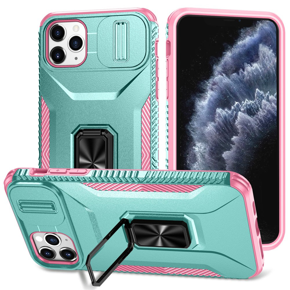 Til iPhone 11 Pro Max cover TPU+PC Linsebeskyttelse Telefoncover med Ring Kickstand
