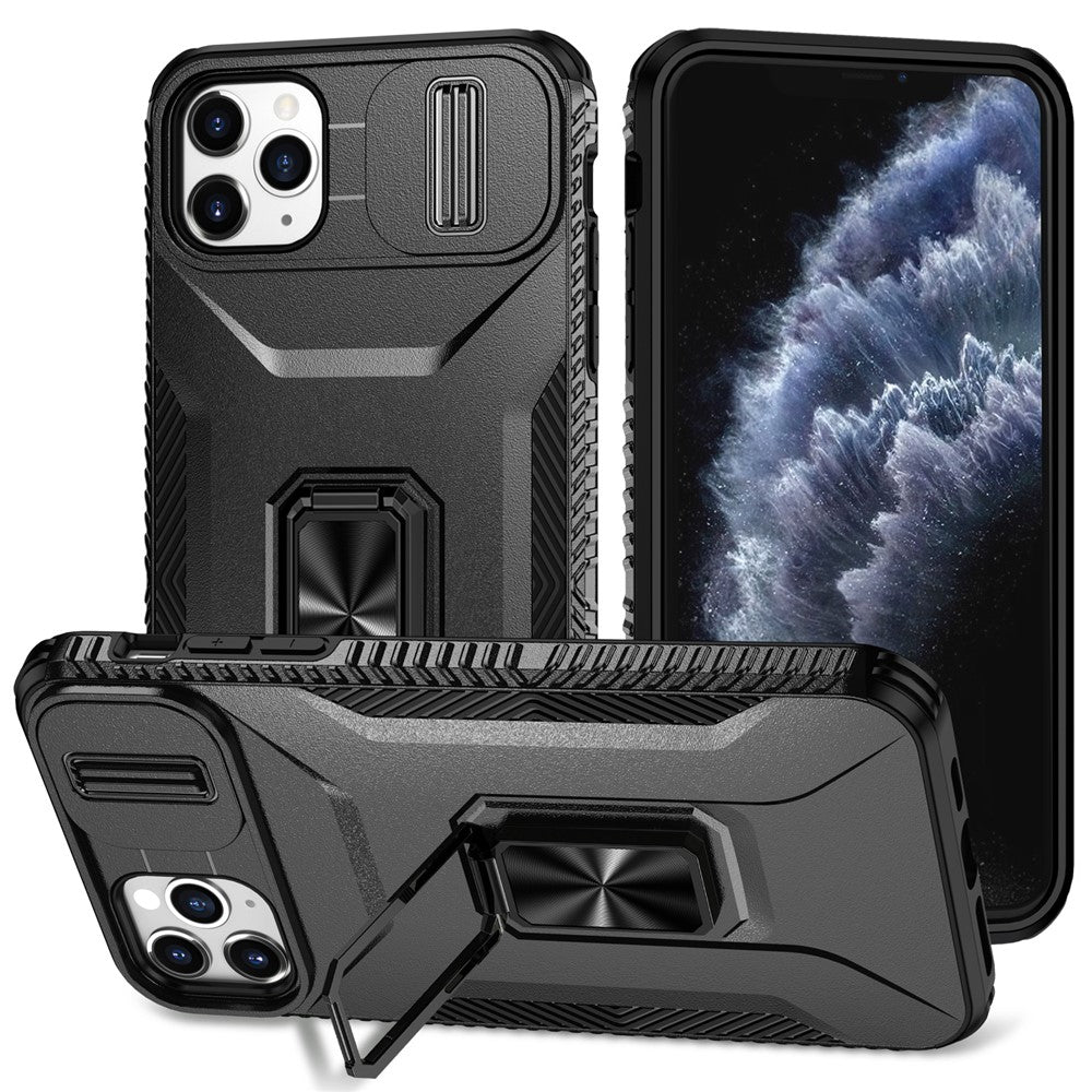 Til iPhone 11 Pro Max cover TPU+PC Linsebeskyttelse Telefoncover med Ring Kickstand