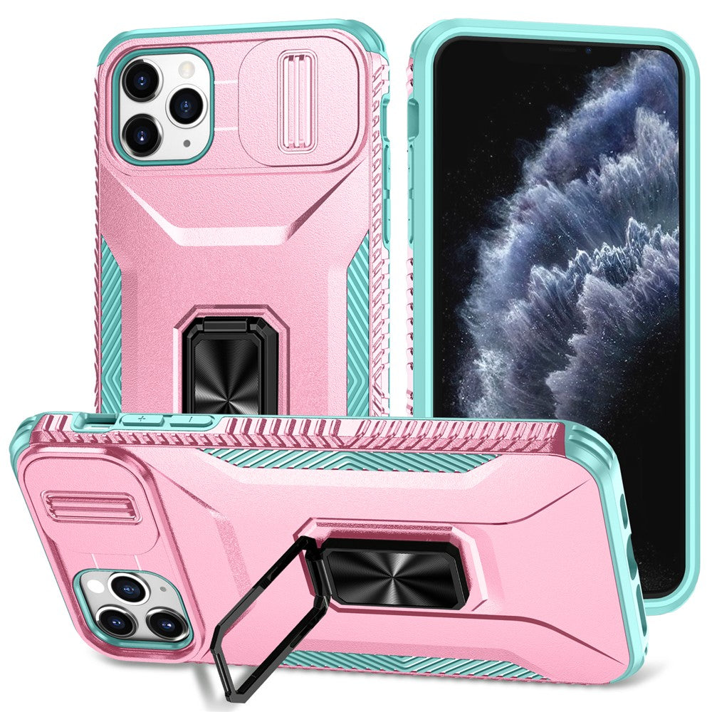 Til iPhone 11 Pro Max cover TPU+PC Linsebeskyttelse Telefoncover med Ring Kickstand