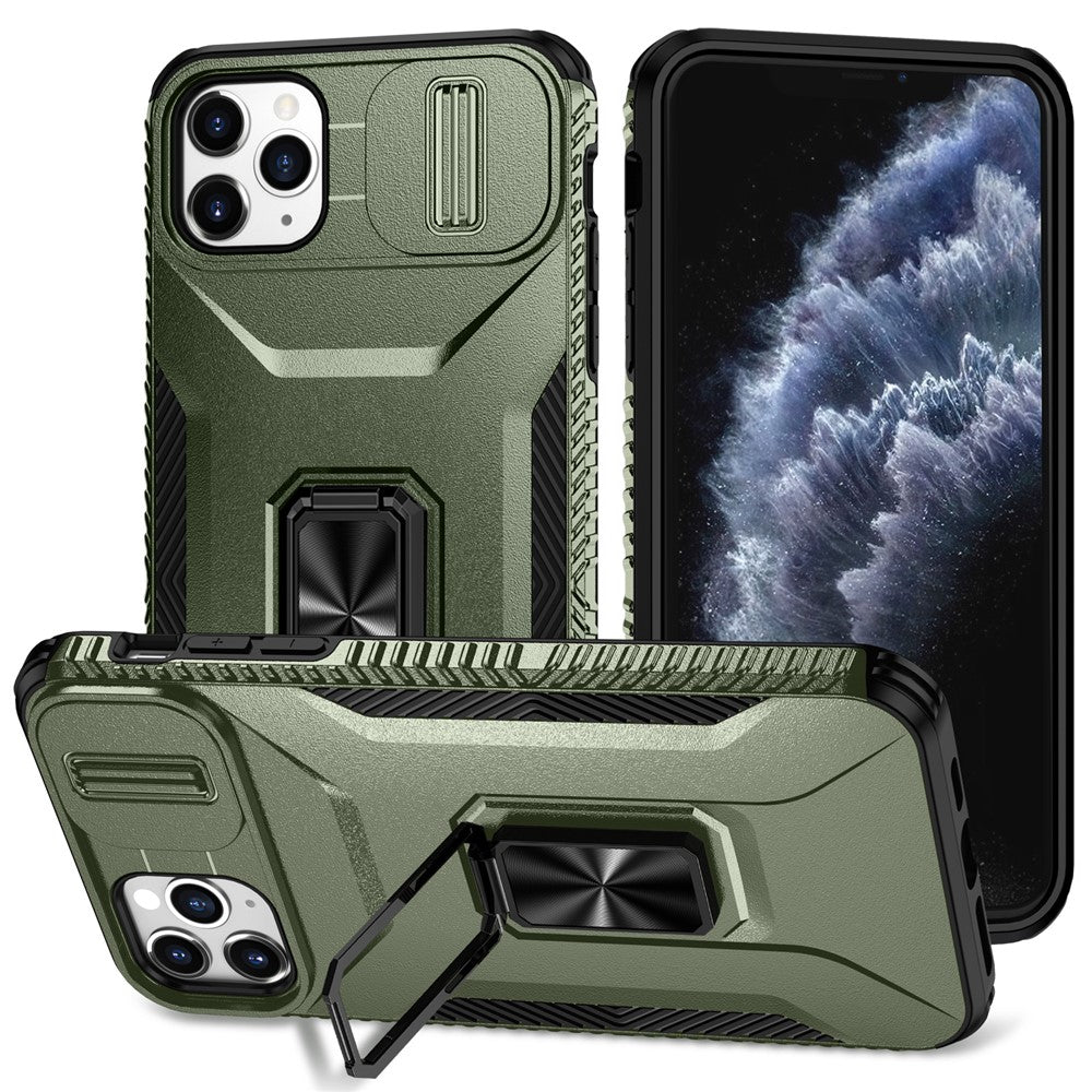 Til iPhone 11 Pro Max cover TPU+PC Linsebeskyttelse Telefoncover med Ring Kickstand