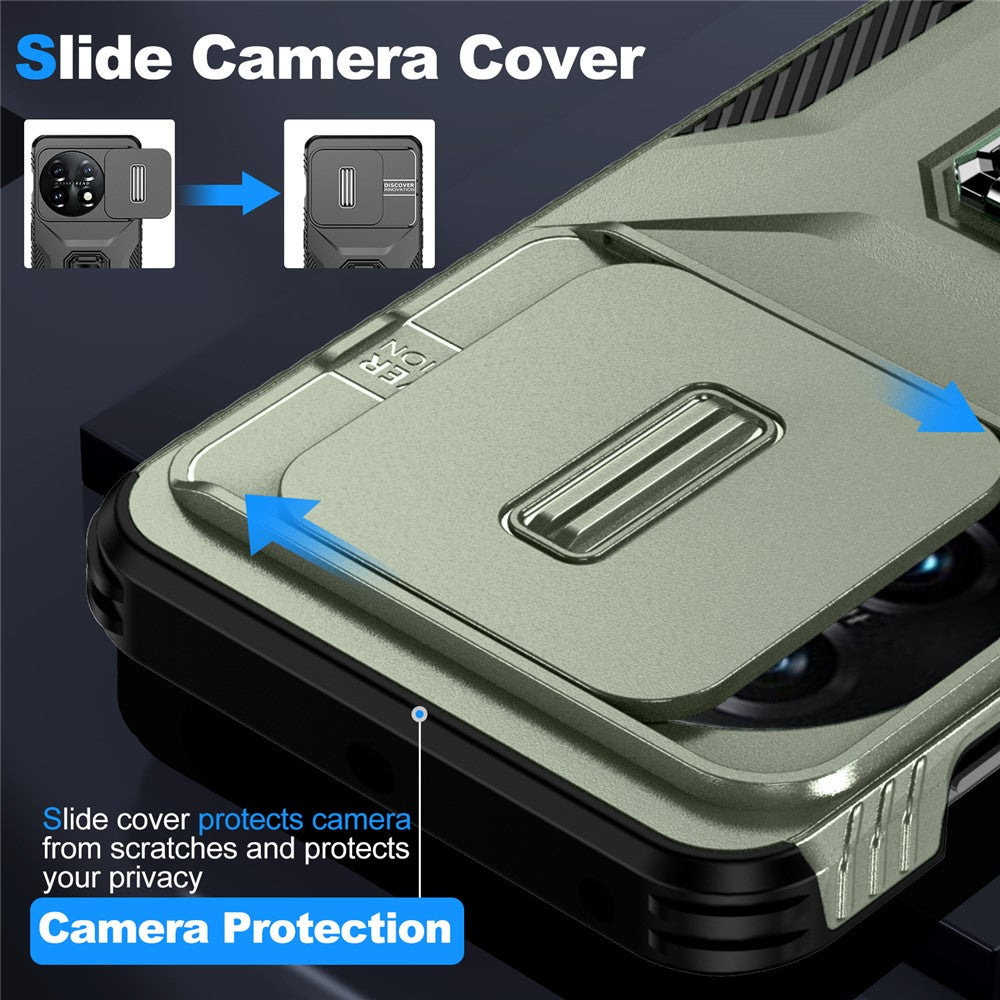 For OnePlus 11 5G Case TPU+PC Ring Kickstand Lens Lid Phone Cover