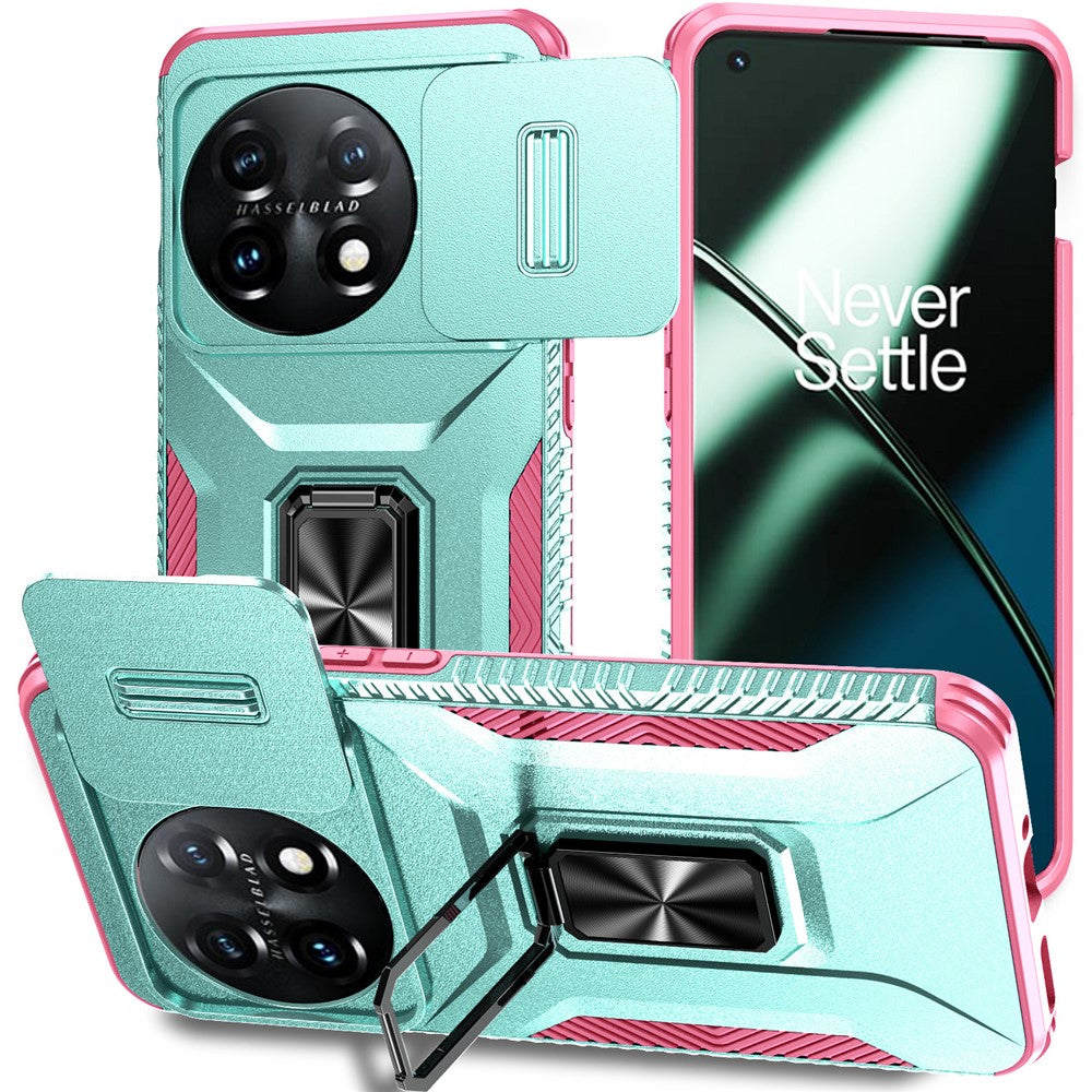 For OnePlus 11 5G Case TPU+PC Ring Kickstand Lens Lid Phone Cover