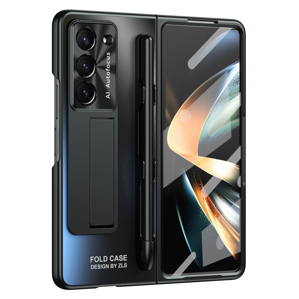 Samsung Galaxy Z Fold6 5G AG-skal, stativ, matt PC-mobilskal med härdat glas / styluspenna