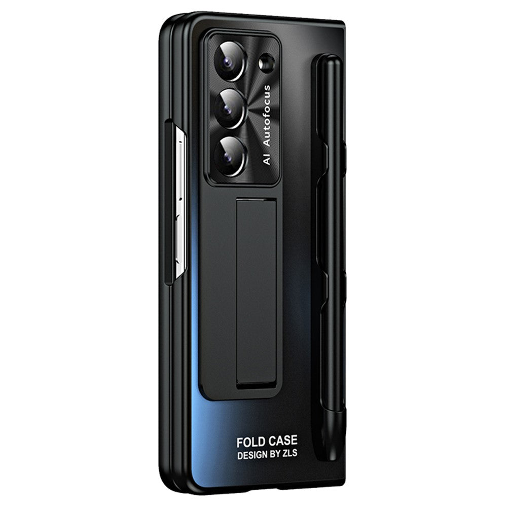 Samsung Galaxy Z Fold6 5G AG-skal, stativ, matt PC-mobilskal med härdat glas / styluspenna
