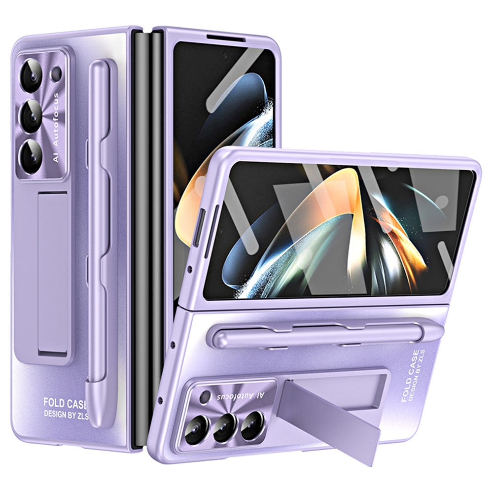 Samsung Galaxy Z Fold6 5G AG-skal, stativ, matt PC-mobilskal med härdat glas / styluspenna
