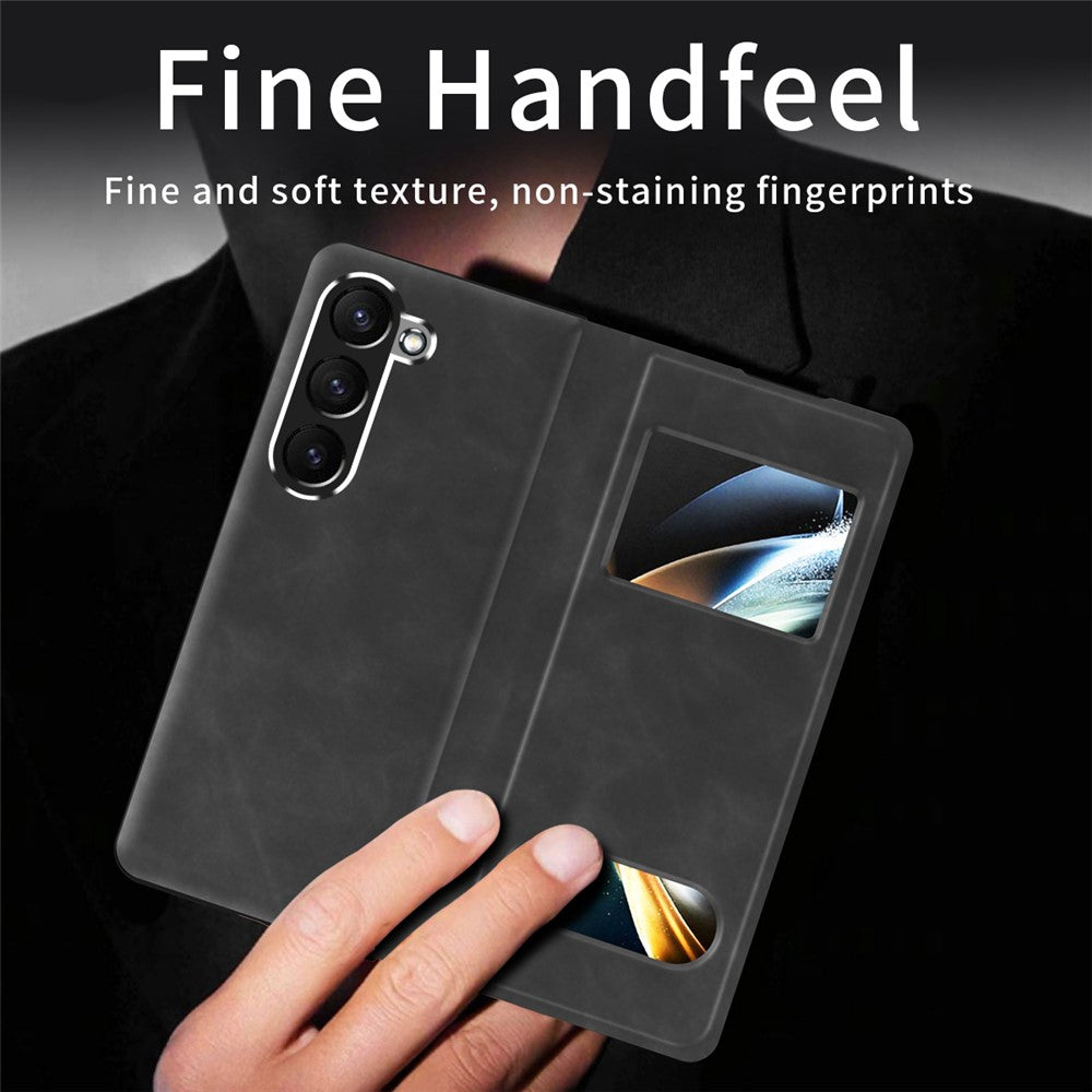 For Samsung Galaxy Z Fold6 5G Case View Window PU Leather Phone Cover