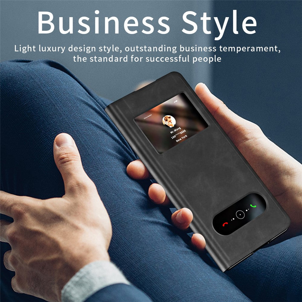 For Samsung Galaxy Z Fold6 5G Case View Window PU Leather Phone Cover