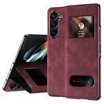 For Samsung Galaxy Z Fold6 5G Case View Window PU Leather Phone Cover