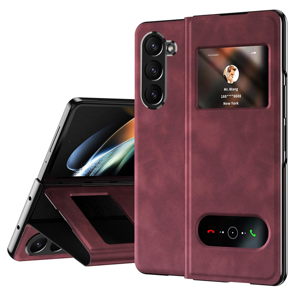 For Samsung Galaxy Z Fold6 5G Case View Window PU Leather Phone Cover