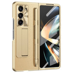 Til Samsung Galaxy Z Fold6 5G Etui Støttefod Læder+PC Hårdt Telefoncover med Skærmfilm og Stylus
