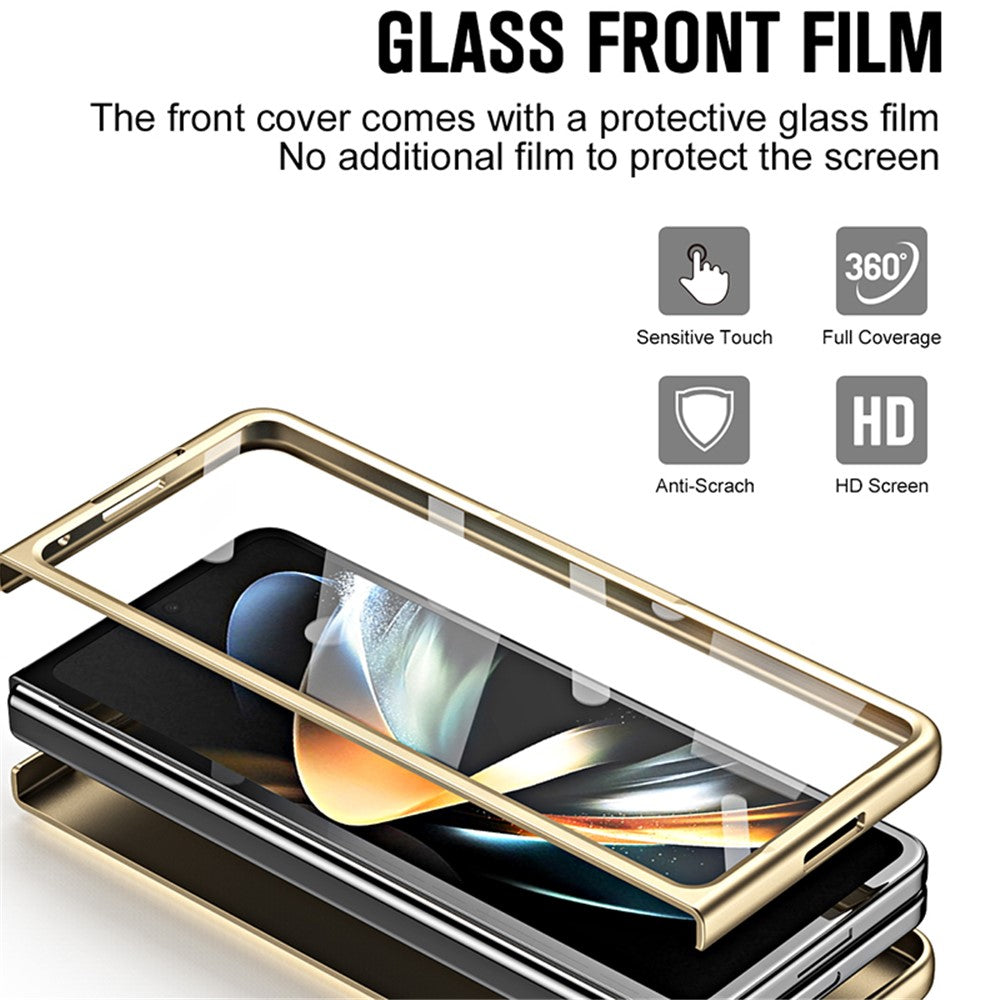 Til Samsung Galaxy Z Fold6 5G Etui Støttefod Læder+PC Hårdt Telefoncover med Skærmfilm og Stylus