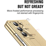 Til Samsung Galaxy Z Fold6 5G Etui Støttefod Læder+PC Hårdt Telefoncover med Skærmfilm og Stylus
