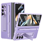 Til Samsung Galaxy Z Fold6 5G Etui Støttefod Læder+PC Hårdt Telefoncover med Skærmfilm og Stylus