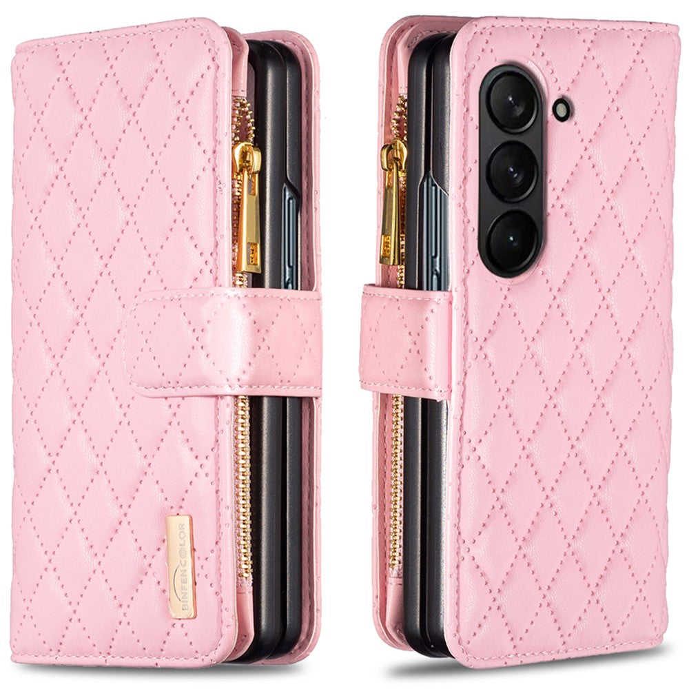 BINFEN COLOR til Samsung Galaxy Z Fold6 5G etui PU-læder lynlåslomme telefoncover