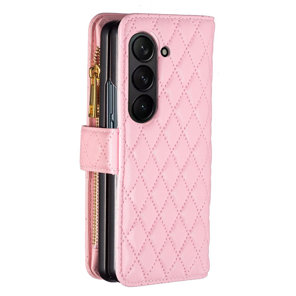 BINFEN COLOR til Samsung Galaxy Z Fold6 5G etui PU-læder lynlåslomme telefoncover