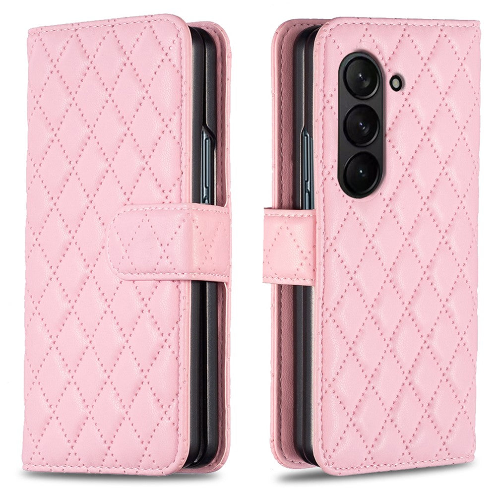 BINFEN COLOR For Samsung Galaxy Z Fold6 5G Case Rhombus Wallet PU Leather Phone Cover