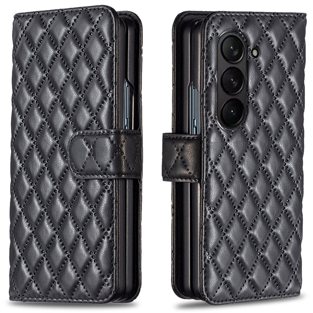 BINFEN COLOR For Samsung Galaxy Z Fold6 5G Case Rhombus Wallet PU Leather Phone Cover