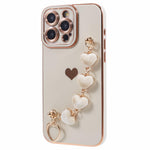 For iPhone 12 Pro TPU Case Electroplating Protective Phone Cover with Heart Chain Strap