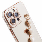 For iPhone 12 Pro TPU Case Electroplating Protective Phone Cover with Heart Chain Strap