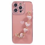 For iPhone 12 Pro TPU Case Electroplating Protective Phone Cover with Heart Chain Strap