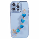 For iPhone 12 Pro TPU Case Electroplating Protective Phone Cover with Heart Chain Strap