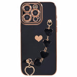 For iPhone 12 Pro TPU Case Electroplating Protective Phone Cover with Heart Chain Strap