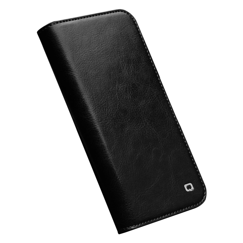 QIALINO til iPhone 14 Pro 6,1 tommer fuldt beskyttende mobilcover, flip-pungcover med stativ, stødsikkert cover i ægte læder med kortholder