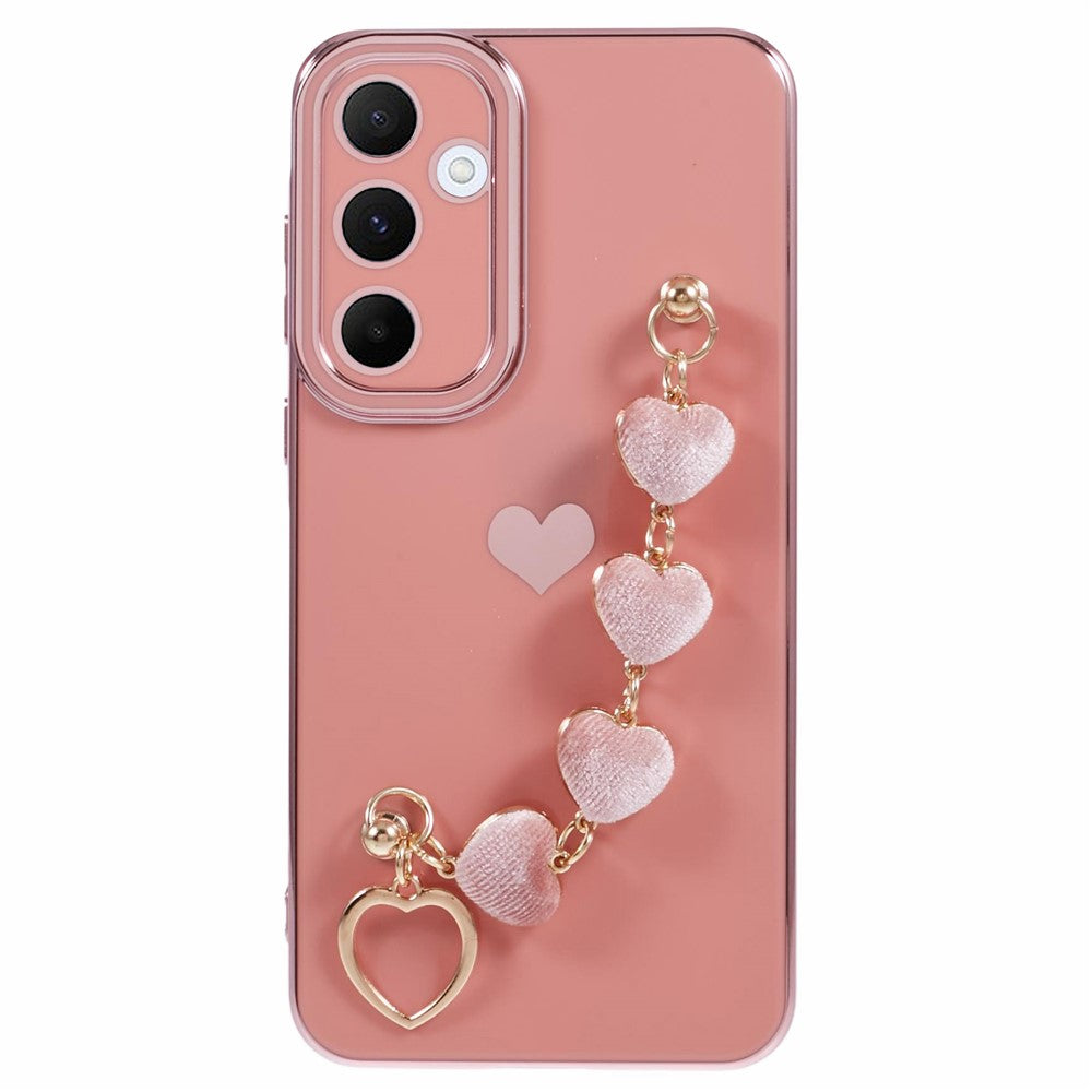For Samsung Galaxy A35 5G Case Electroplating Edges TPU Phone Cover with Love-Heart Strap
