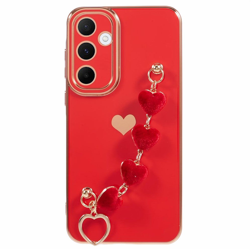 For Samsung Galaxy A35 5G Case Electroplating Edges TPU Phone Cover with Love-Heart Strap