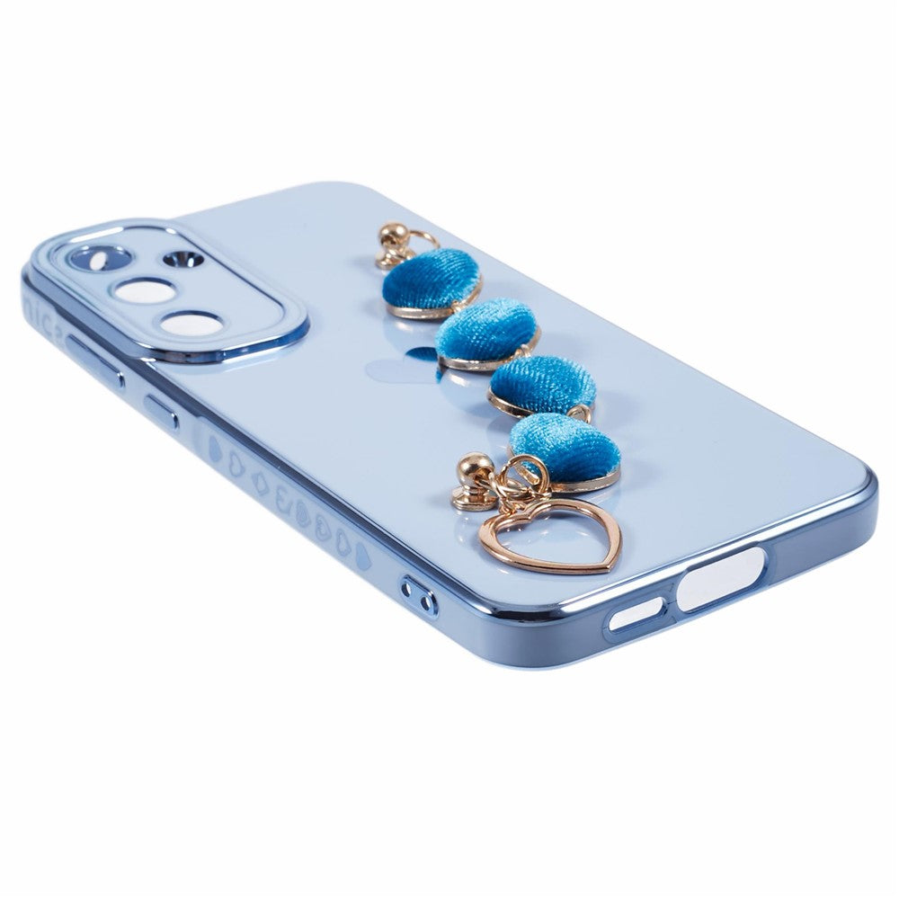 Samsung Galaxy A14 5G / 4G mobilskal Galvaniserat Mjukt TPU Bakstycke med Hjärtformad Kedjerem