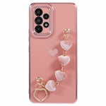 For Samsung Galaxy A52 4G / 5G / A52s 5G TPU Case with Heart Chain Strap, Electroplating Phone Cover