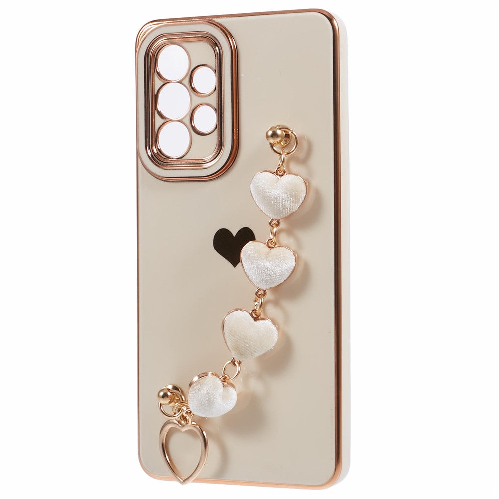 Til Samsung Galaxy A13 4G cover med hjerteprint, TPU-galvaniseret telefoncover med håndrem