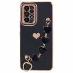 Til Samsung Galaxy A13 4G cover med hjerteprint, TPU-galvaniseret telefoncover med håndrem