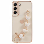 For Samsung Galaxy S22+ 5G Case with Heart Hand Strap TPU Phone Cover Electroplating Edge