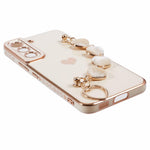 For Samsung Galaxy S22+ 5G Case with Heart Hand Strap TPU Phone Cover Electroplating Edge