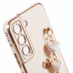 For Samsung Galaxy S22+ 5G Case with Heart Hand Strap TPU Phone Cover Electroplating Edge