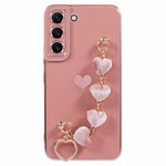 For Samsung Galaxy S22+ 5G Case with Heart Hand Strap TPU Phone Cover Electroplating Edge