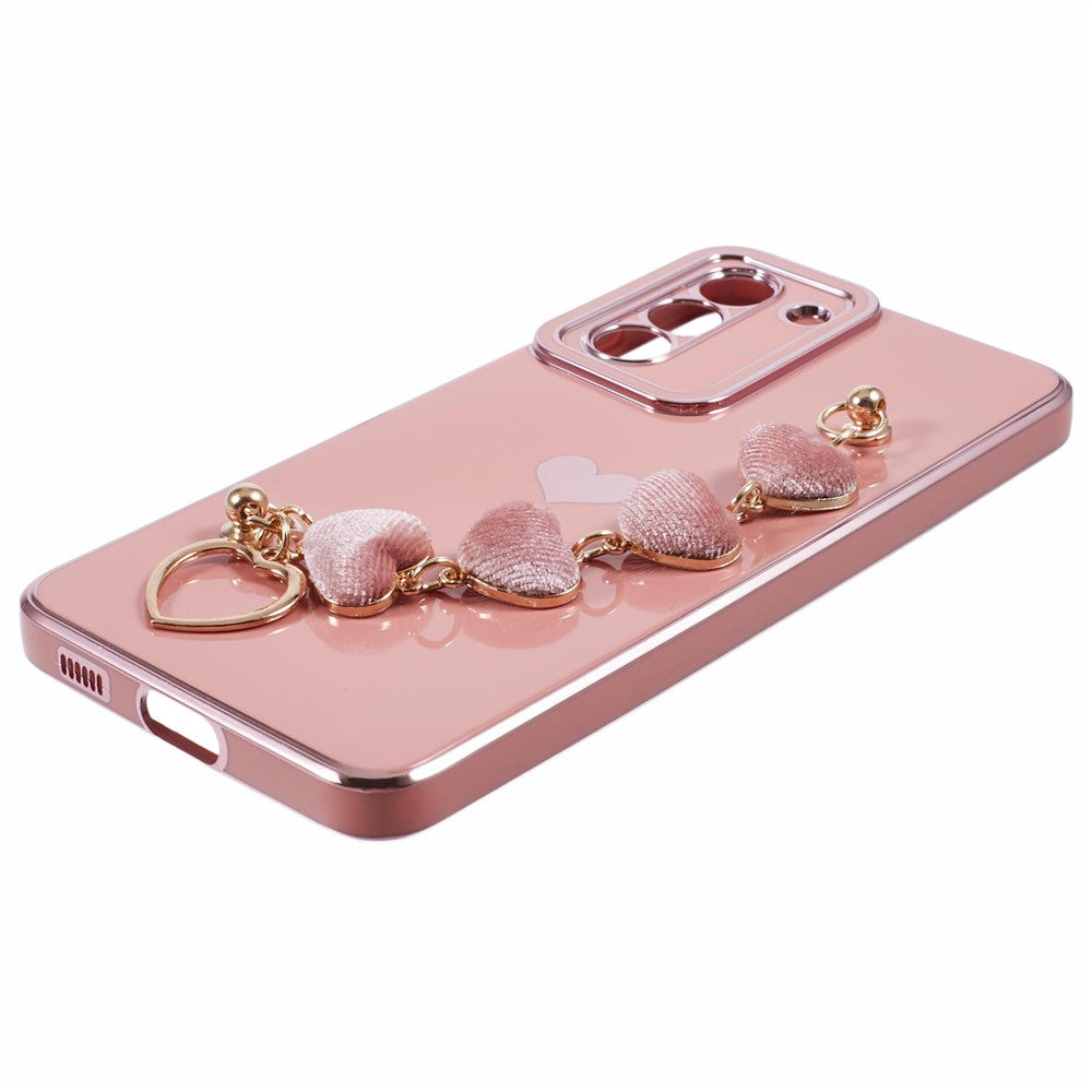 Samsung Galaxy S21 4G / 5G-skal TPU Love Hearts Estetiskt skal med remkedja