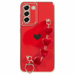 Samsung Galaxy S21 4G / 5G-skal TPU Love Hearts Estetiskt skal med remkedja