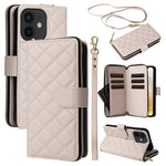 For iPhone 12 mini Zipper Wallet Case Rhombus Leather Handbag Phone Cover
