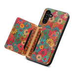 Samsung Galaxy A15 5G Skal Blommönster Korthållare Stativ PU+TPU+PC mobilskal