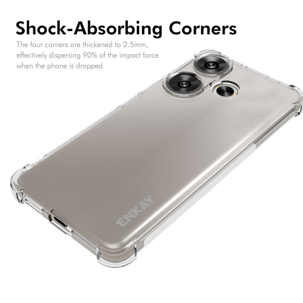 ENKAY HAT PRINCE För Xiaomi Redmi Turbo 3 5G / Poco F6 5G TPU-skal Halkfritt Genomskinligt mobilskydd
