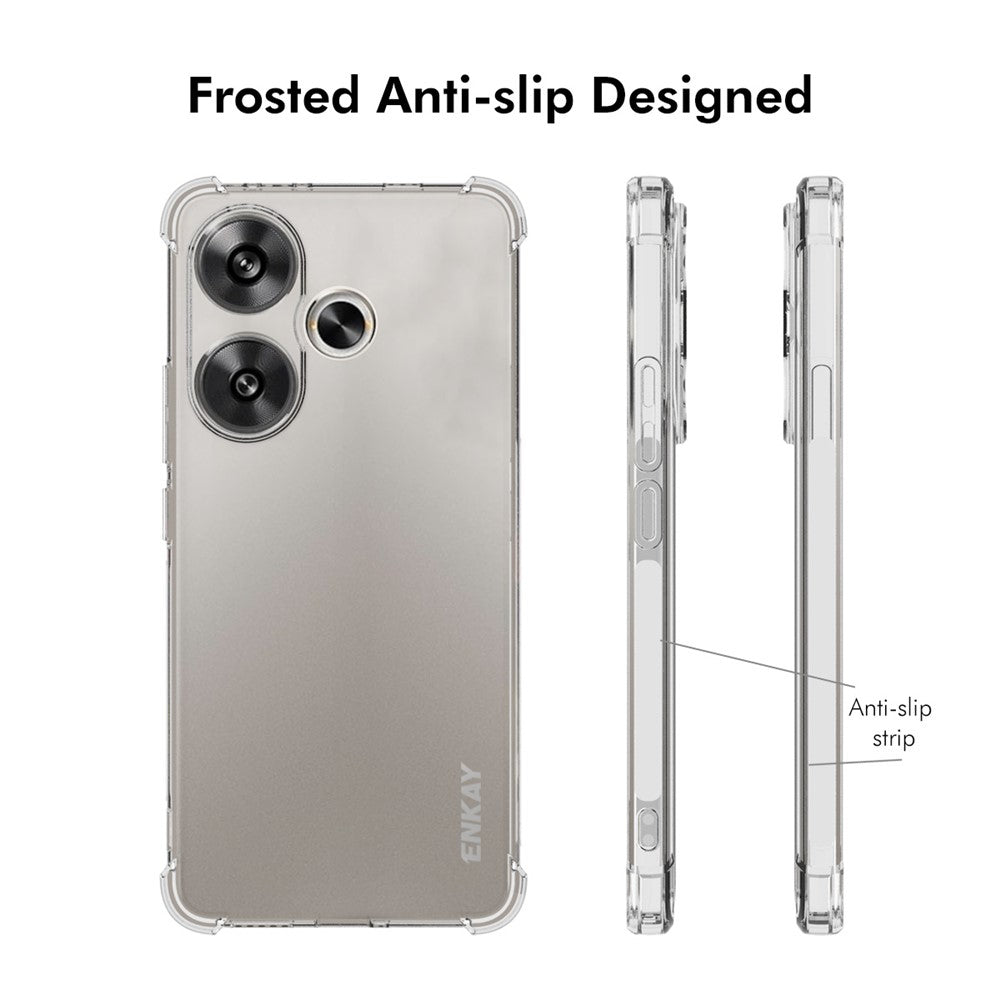 ENKAY HAT PRINCE För Xiaomi Redmi Turbo 3 5G / Poco F6 5G TPU-skal Halkfritt Genomskinligt mobilskydd
