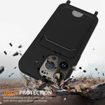For iPhone 12 Pro Case Card Slot Liquid Silicone Phone Cover with Crossbody Strap