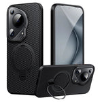 Huawei Pura 70 Ultra magnetisk cover med kulfiberstruktur, PC+TPU-mobilcover med støtte