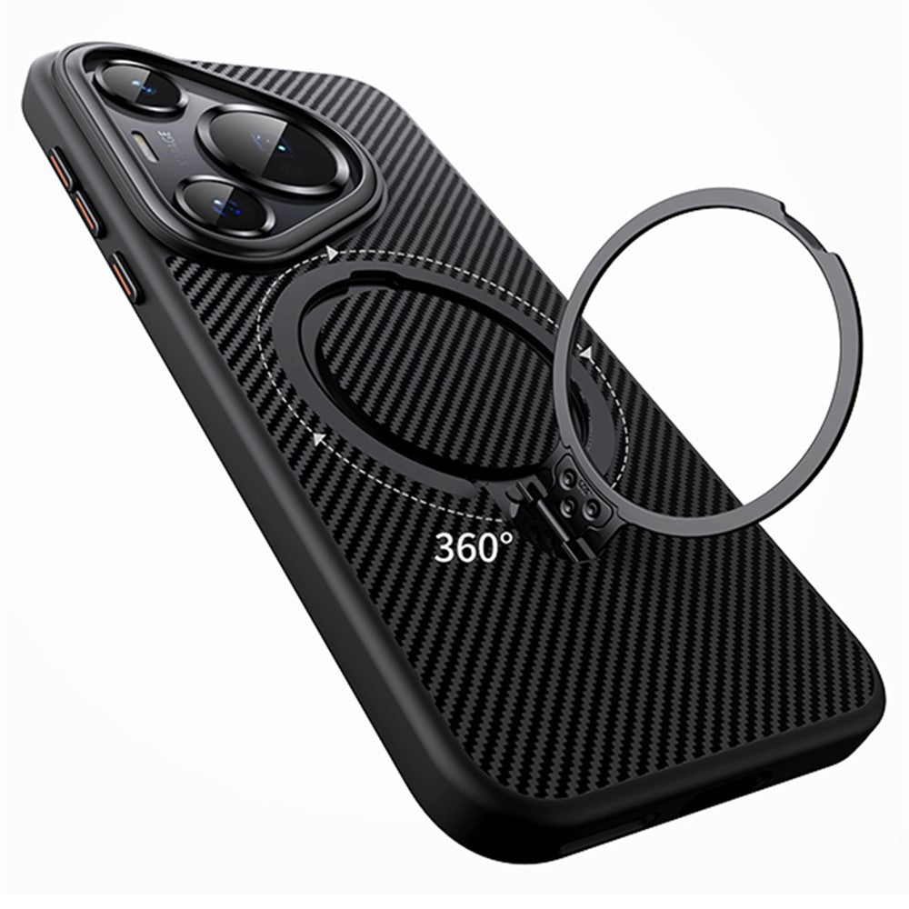 For Huawei Pura 70 Magnetic Case Carbon Fiber Texture PC+TPU Kickstand Phone Cover