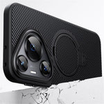 For Huawei Pura 70 Magnetic Case Carbon Fiber Texture PC+TPU Kickstand Phone Cover