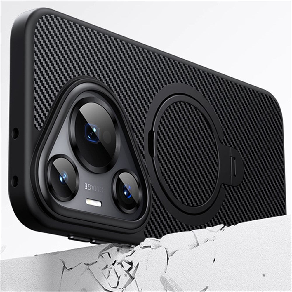 For Huawei Pura 70 Magnetic Case Carbon Fiber Texture PC+TPU Kickstand Phone Cover