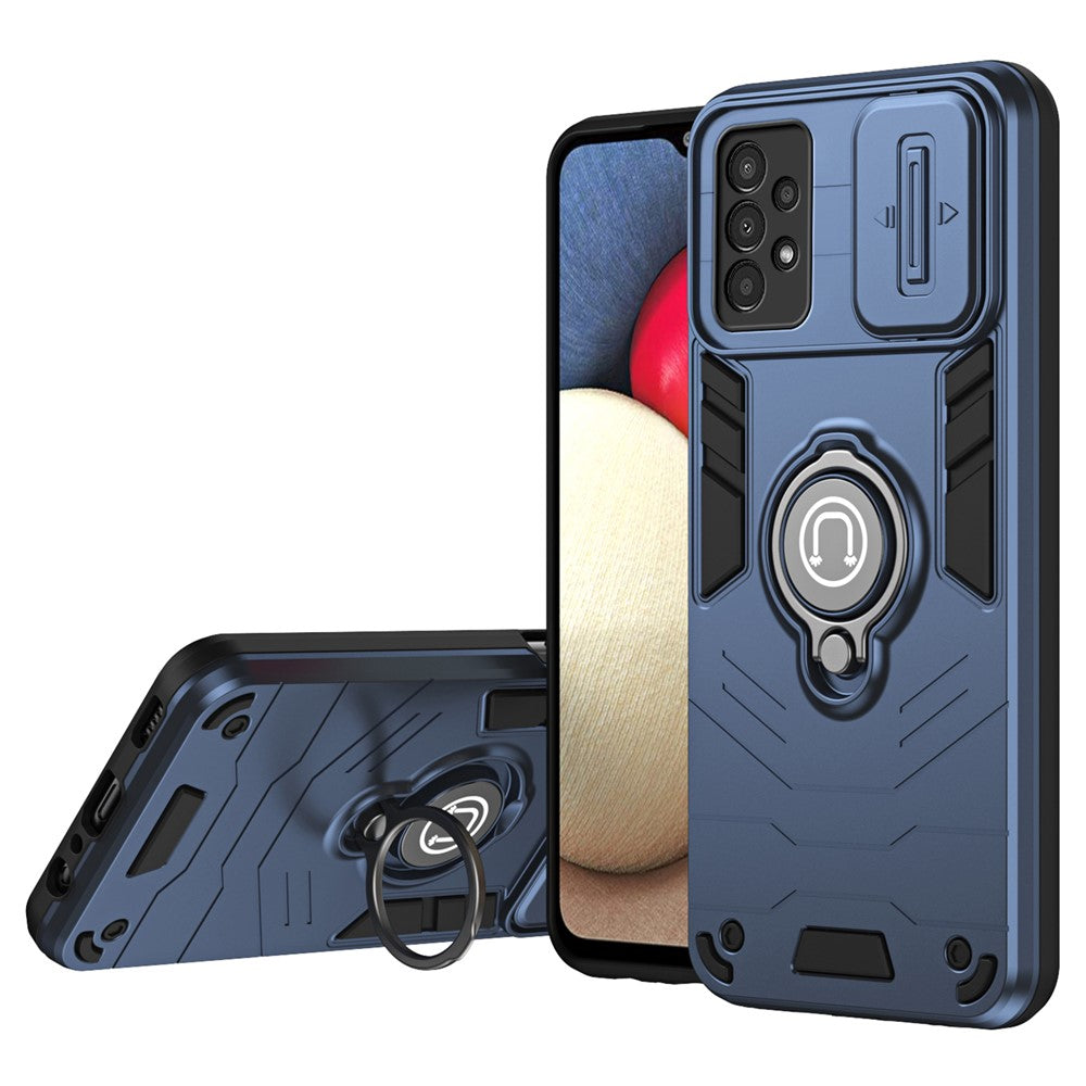 Til Samsung Galaxy A13 4G cover PC+TPU telefoncover med støtteben og skydelinsedæksel